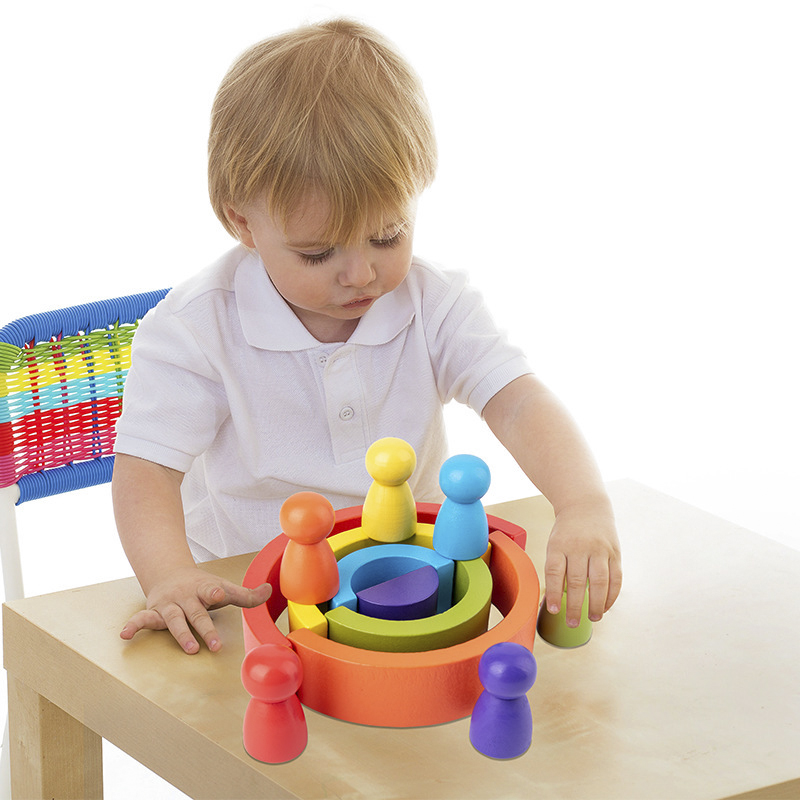 DIY children's wooden rainbow  - đánh giá và giá Wooden Blocks Stacking