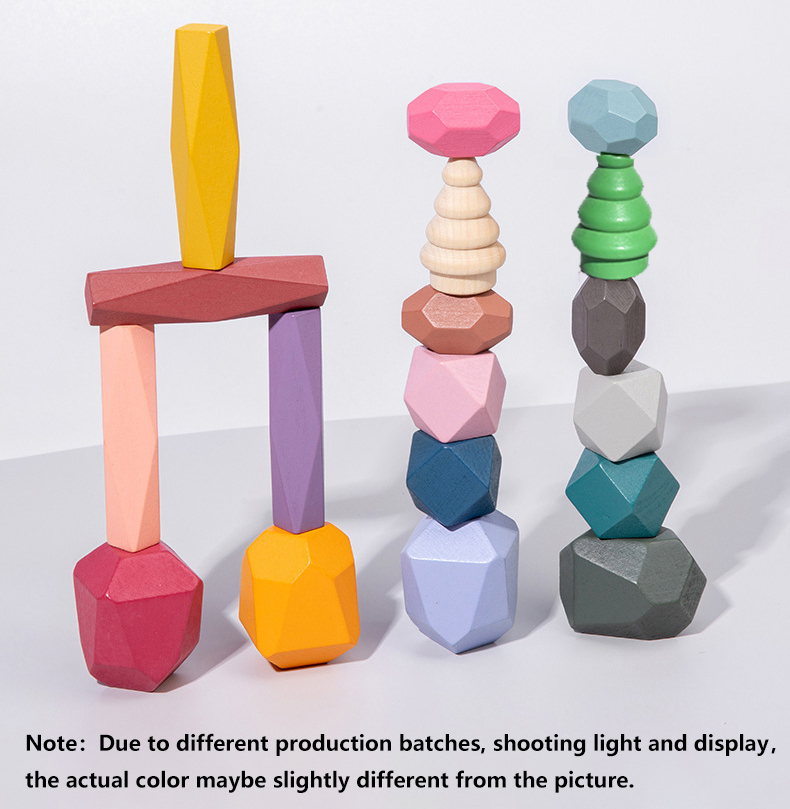 18 Pcs Wooden Stacking Rocks B - đánh giá và giá Wooden Blocks Stacking