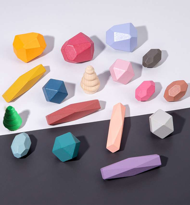18 Pcs Wooden Stacking Rocks B - đánh giá và giá Wooden Blocks Stacking
