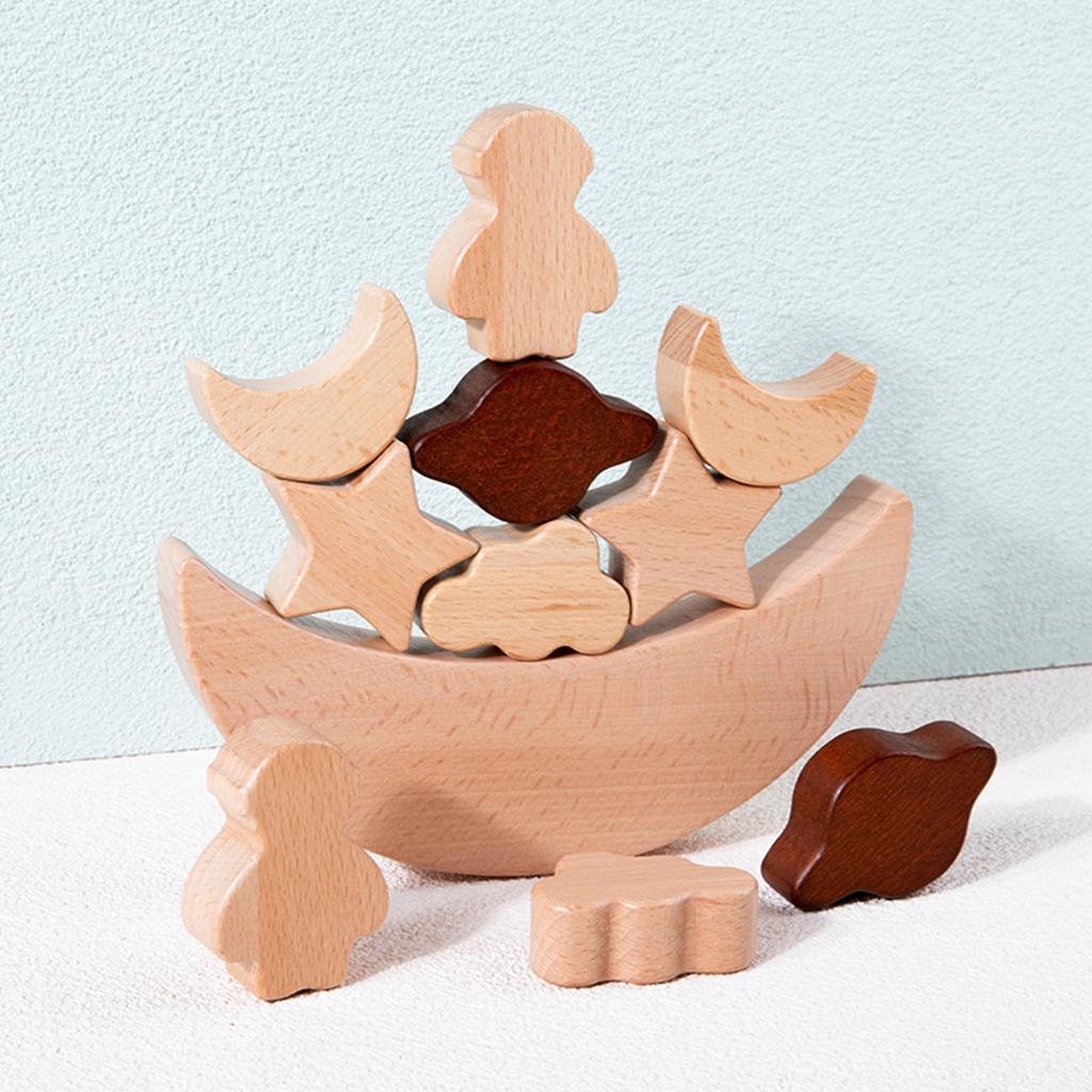 Montessori Toys Moon Stacking  - đánh giá và giá Wooden Blocks Stacking