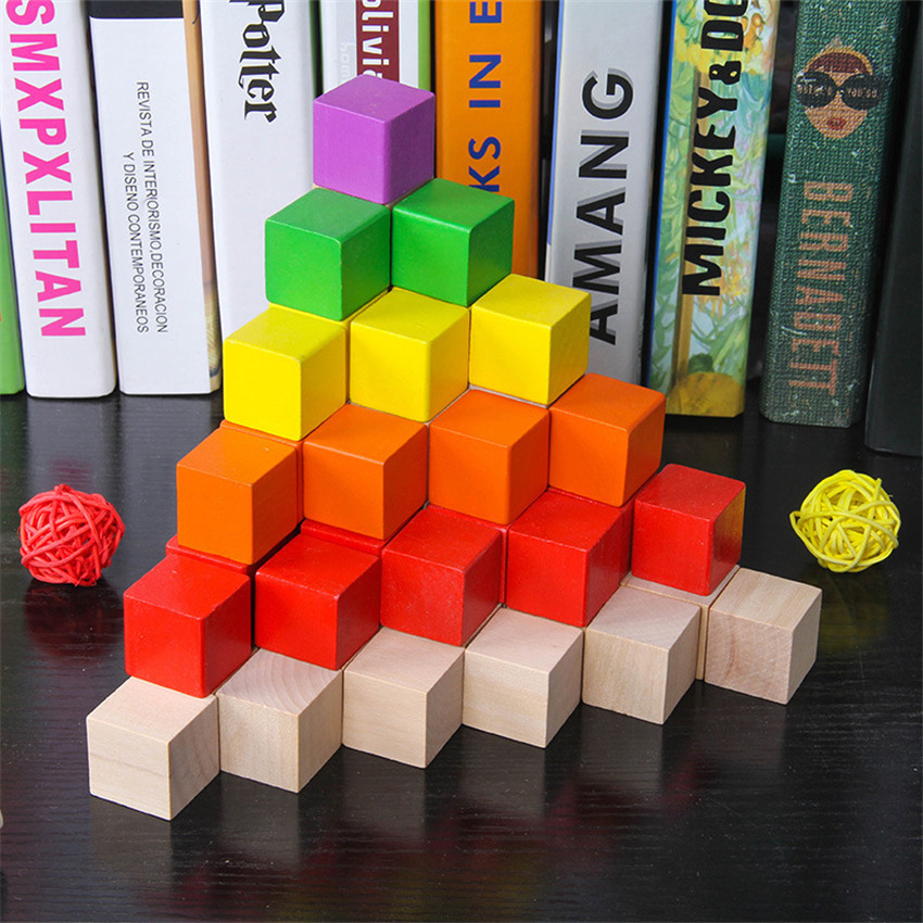 30Pcs/lot 2X2CM Wooden Colorfu - đánh giá và giá Wooden Blocks Stacking