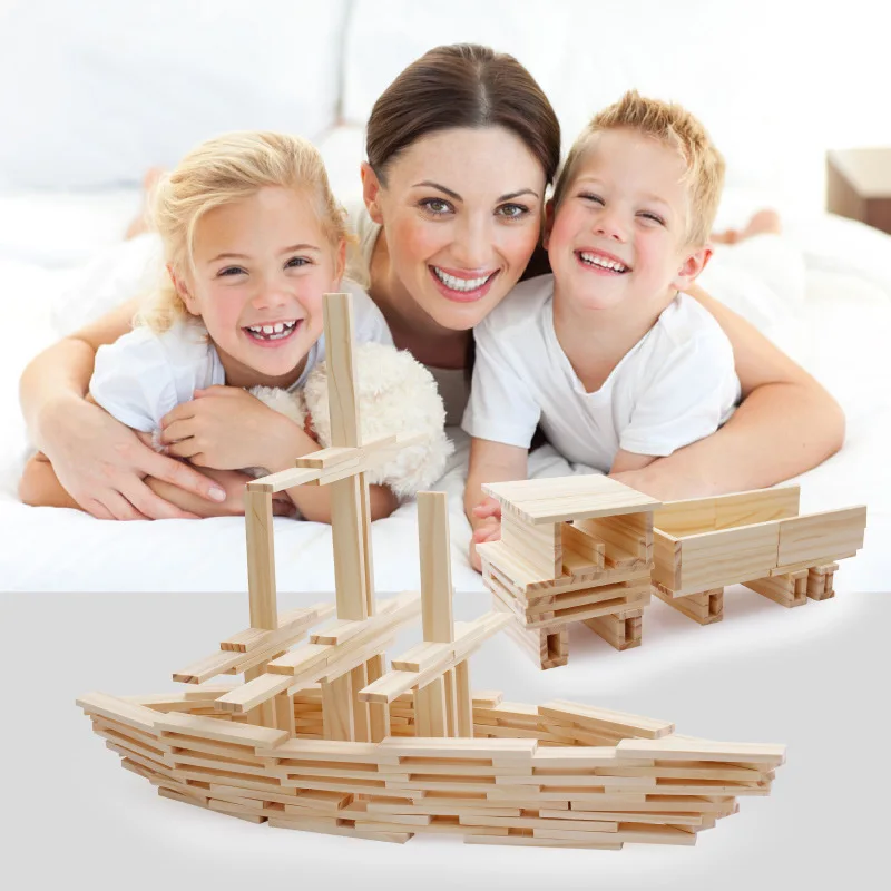 100PCS Classic Wooden Building - đánh giá và giá Wooden Blocks Stacking