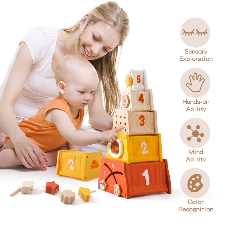 Kids Wooden Montessori Toys Th - đánh giá và giá Wooden Blocks Stacking